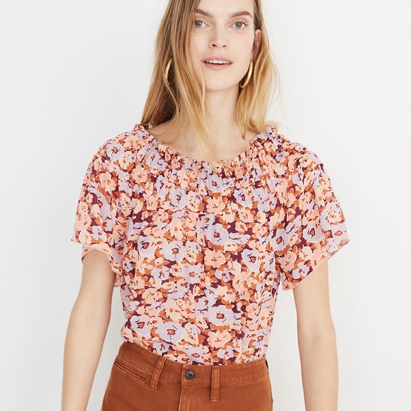 Madewell Tops - ✨NWT Madewell Smocked Mockneck Top Floral Breeze✨